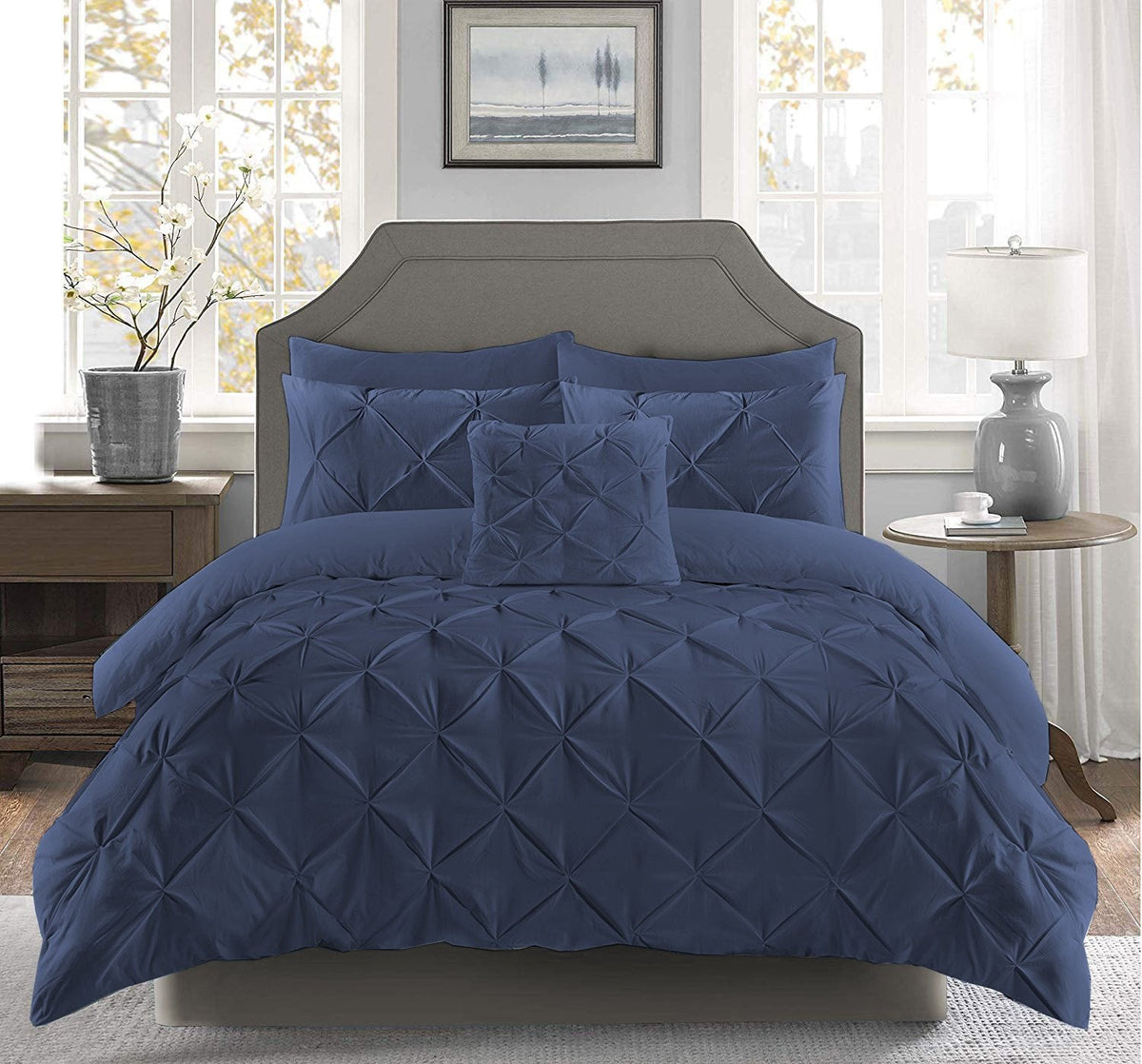 Pintuck Duvet Set 100% Cotton Quilt Cover Single Double King Super King Size Pintuck Bedding - seventhstitch