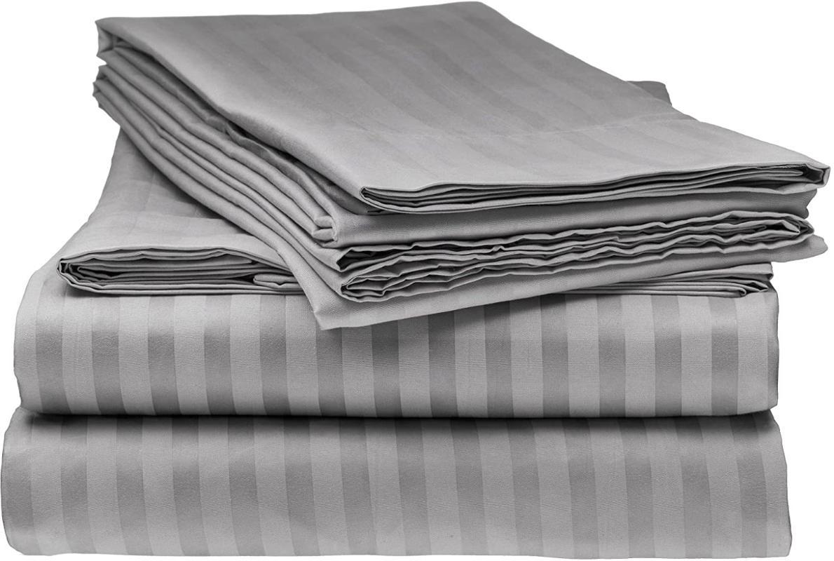 Luxury 600 Thread Count Bedding Satin Stripe Duvet Set 100% Egyptian Cotton Quilt Covers - seventhstitch