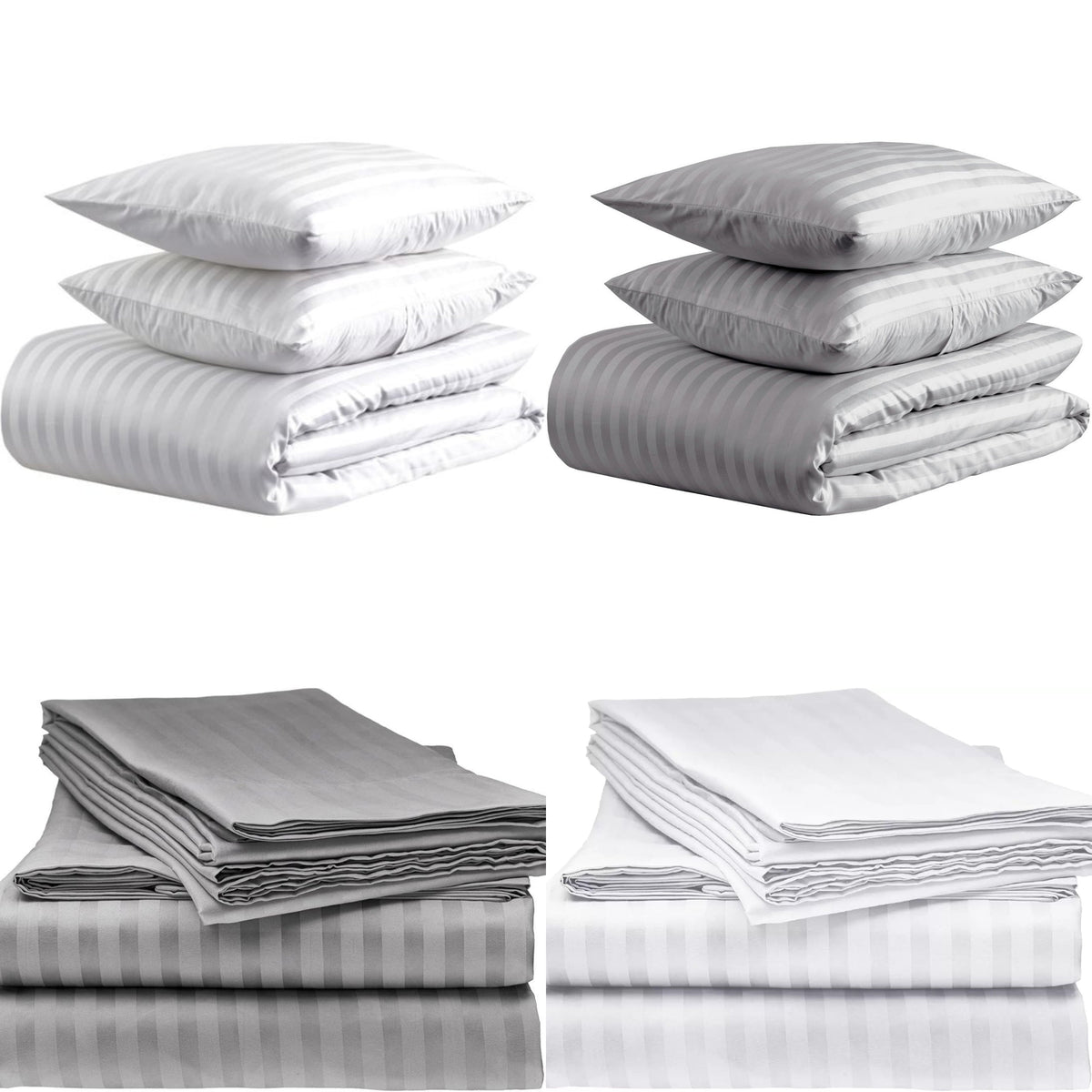 Luxury 600 Thread Count Bedding Satin Stripe Duvet Set 100% Egyptian Cotton Quilt Covers - seventhstitch